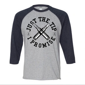 NEW Mens Lat Just the Tip Bullet Military Army 3/4 Sleeve Baseball Shirt S-2XL